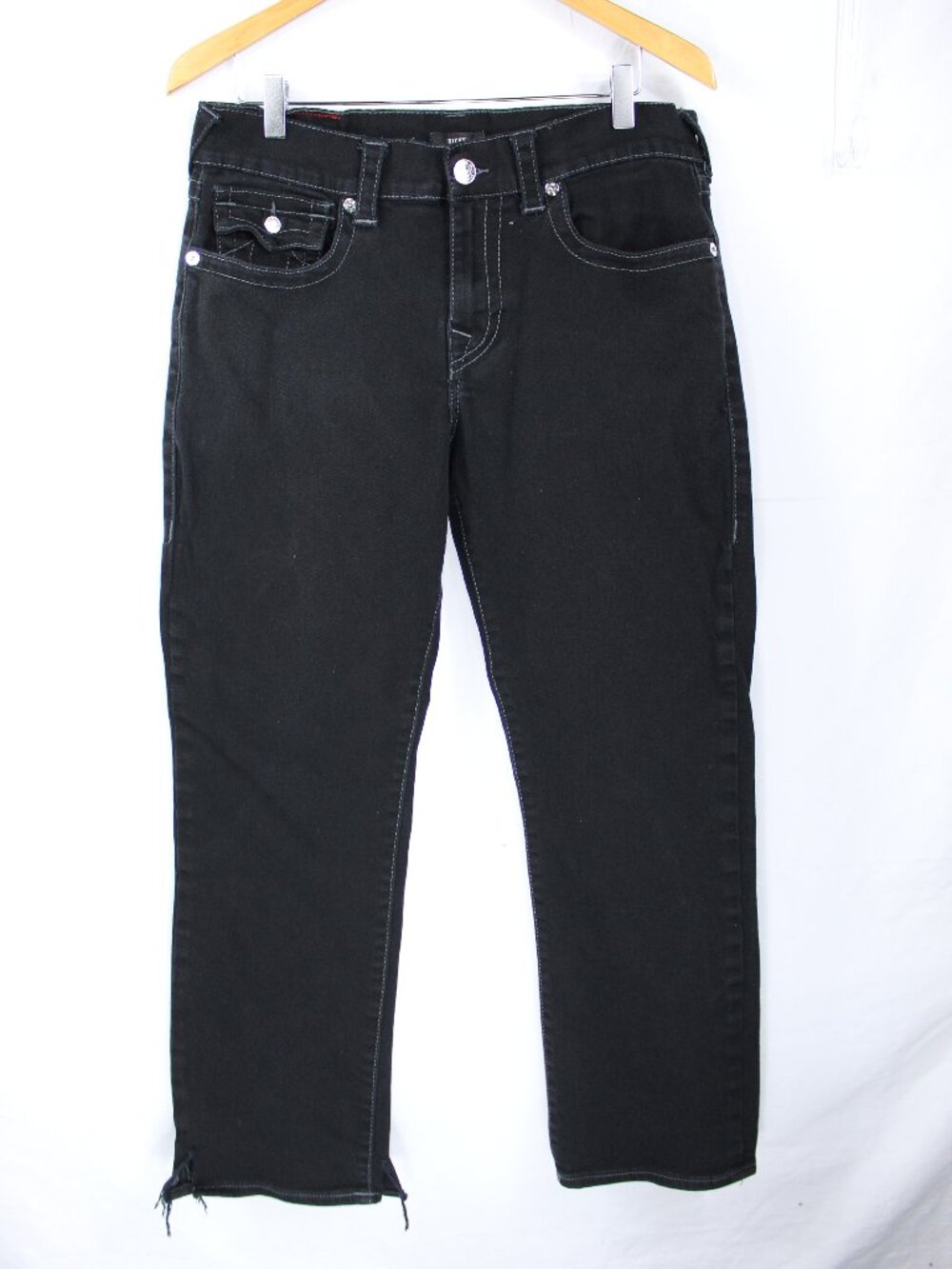TRUE RELIGION MEN'S BLACK PANTS RICKY RELAXED STRAIGHT SIZE 34 GRUNGE AS-IS